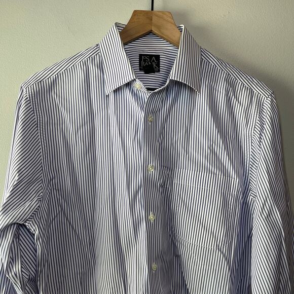 Jos A Bank Men's Slim Long Sleeve Button Dress Shirt Purple Striped Size 15.5-34 - Picture 2 of 5